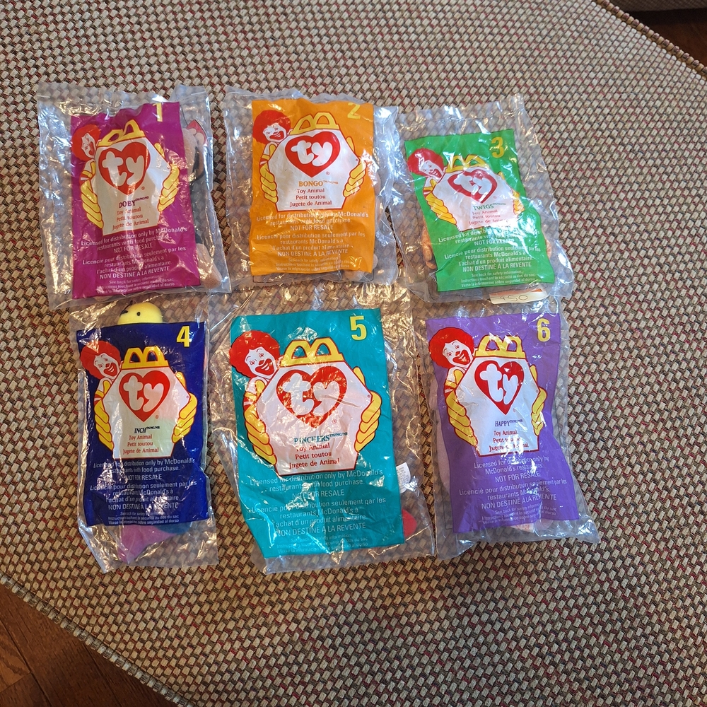 TY 90's Beanie Babies McDonald's Collectible Set 1-6 Unopened Bags